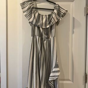Bailey Blue Black and White Striped Maxi Dress